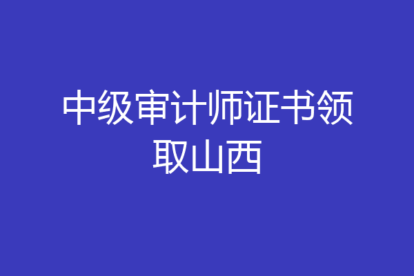 中级审计师证书领取山西