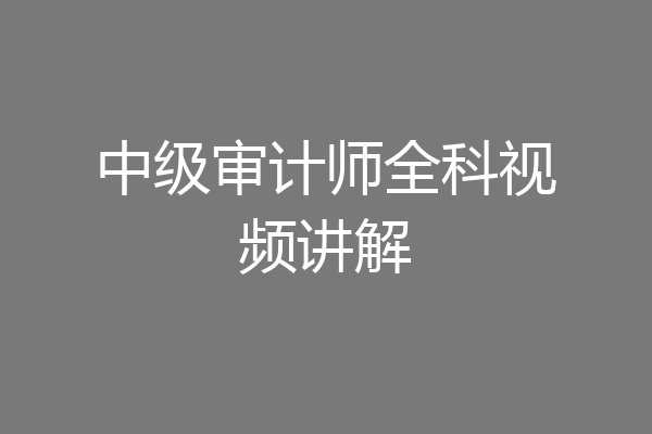 中级审计师全科视频讲解