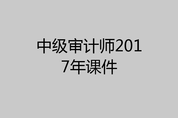 中级审计师2017年课件