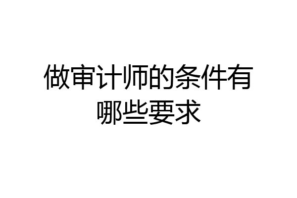 做审计师的条件有哪些要求