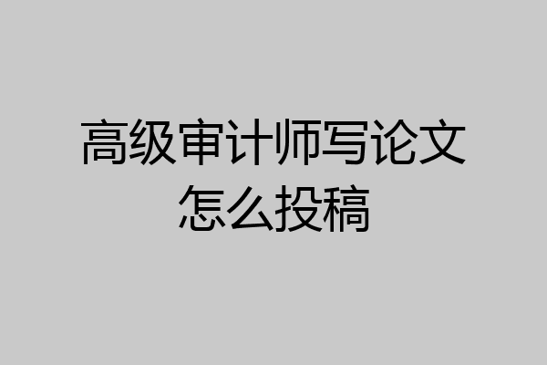 高级审计师写论文怎么投稿