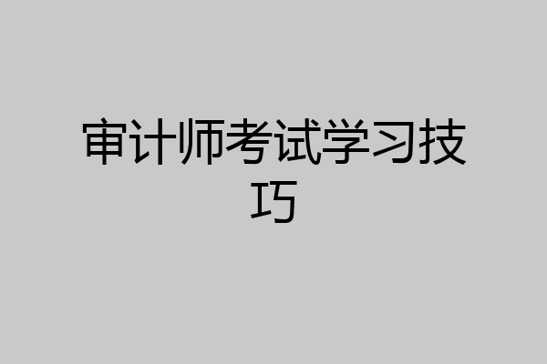 审计师考试学习技巧