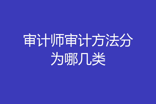 审计师审计方法分为哪几类