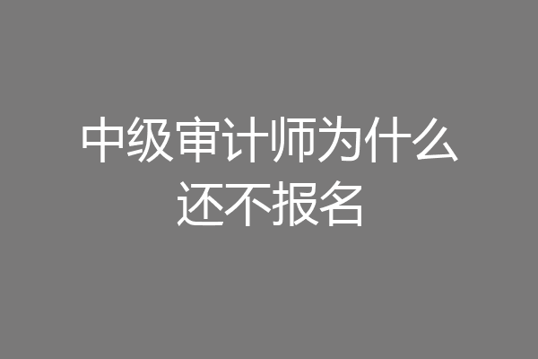中级审计师为什么还不报名