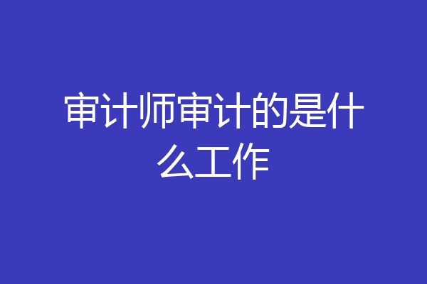 审计师审计的是什么工作