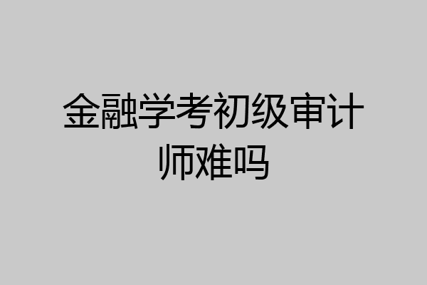金融学考初级审计师难吗
