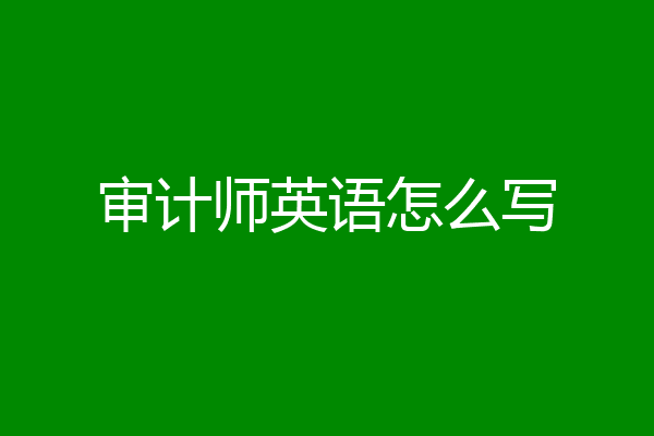 审计师英语怎么写