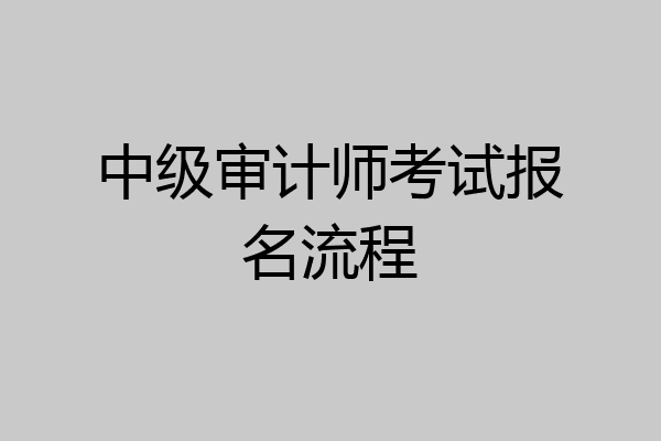 中级审计师考试报名流程