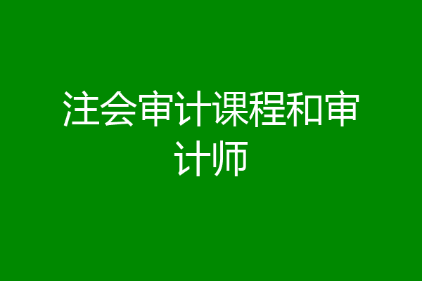 注会审计课程和审计师