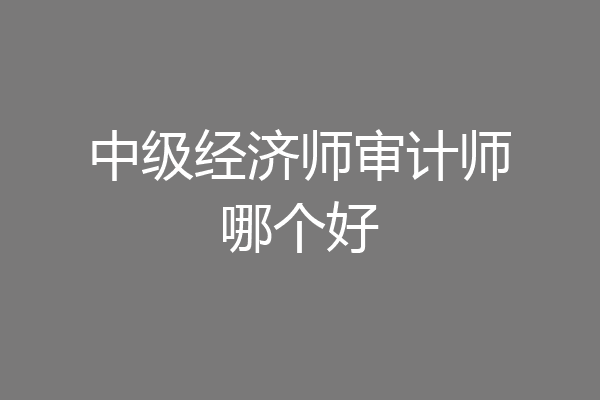 中级经济师审计师哪个好