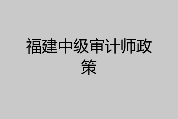 福建中级审计师政策