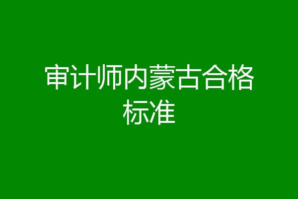 审计师内蒙古合格标准