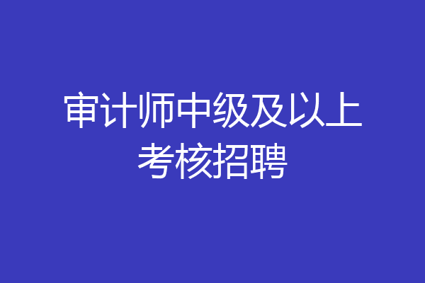 审计师中级及以上考核招聘