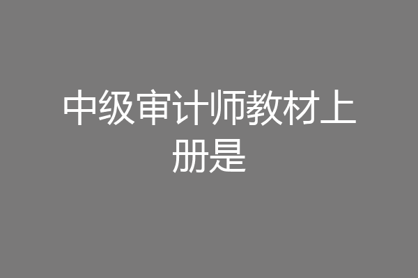 中级审计师教材上册是