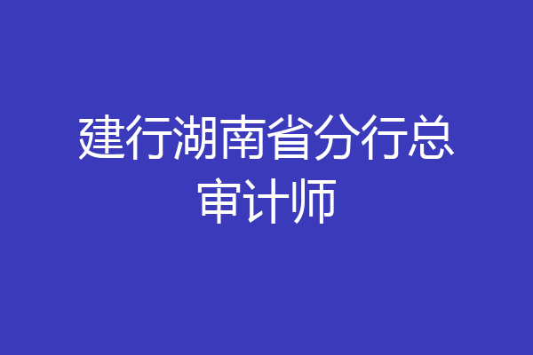 建行湖南省分行总审计师
