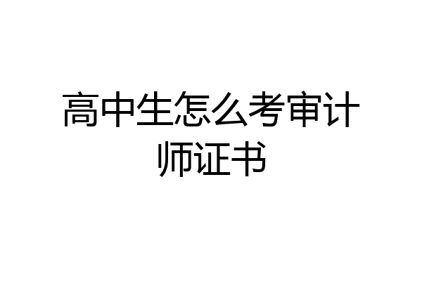 高中生怎么考审计师证书