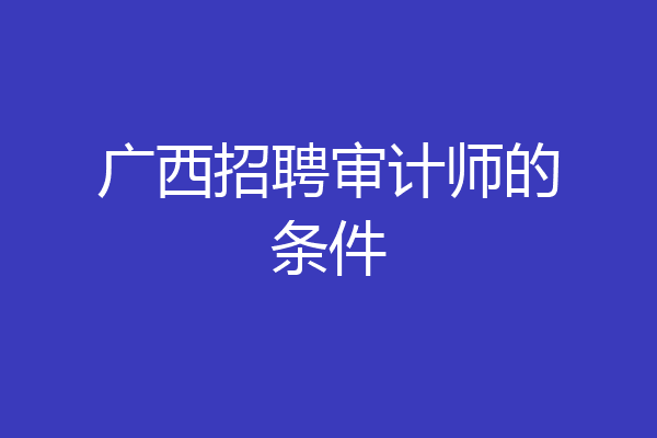 广西招聘审计师的条件