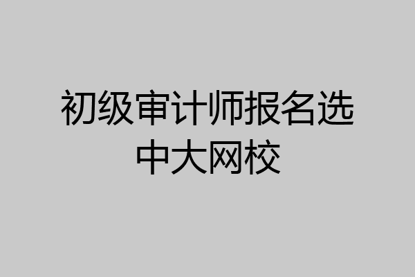 初级审计师报名选中大网校