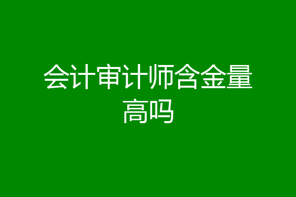 会计审计师含金量高吗