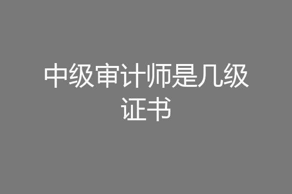 中级审计师是几级证书