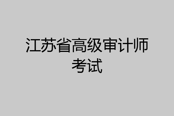 江苏省高级审计师考试