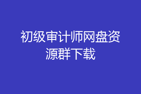 初级审计师网盘资源群下载