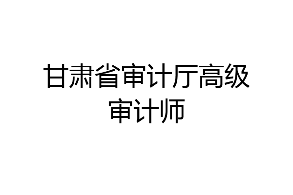 甘肃省审计厅高级审计师