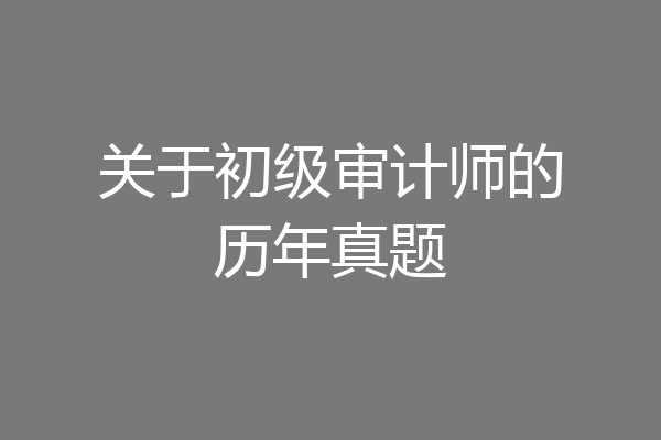 关于初级审计师的历年真题