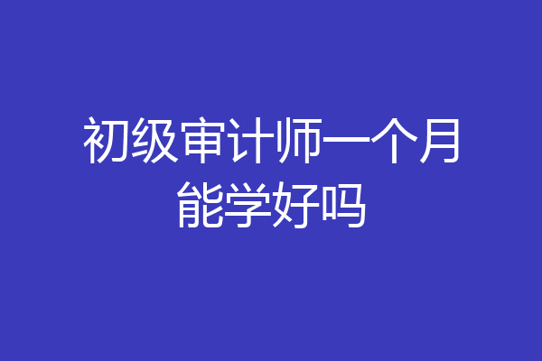 初级审计师一个月能学好吗