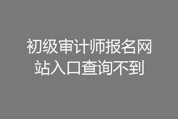 初级审计师报名网站入口查询不到