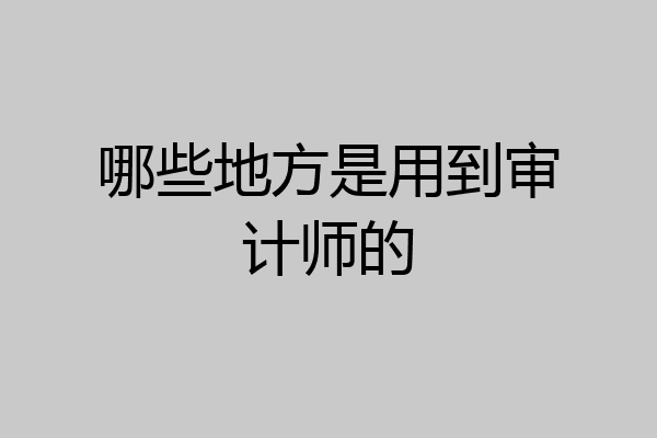 哪些地方是用到审计师的