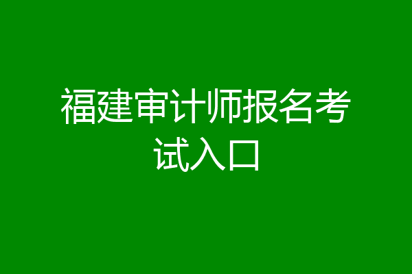 福建审计师报名考试入口