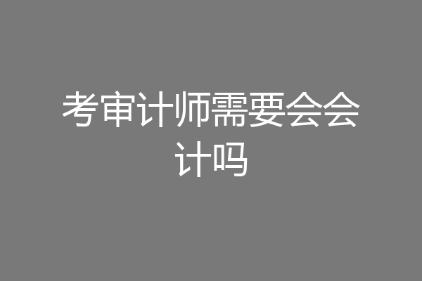 考审计师需要会会计吗