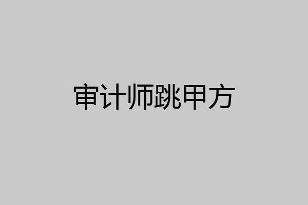 审计师跳甲方