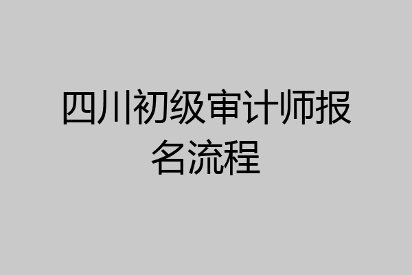 四川初级审计师报名流程