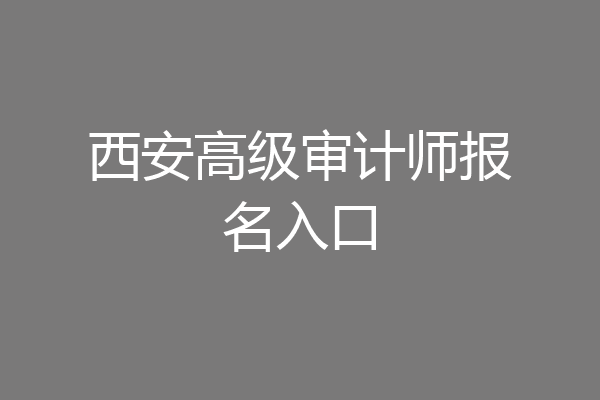 西安高级审计师报名入口