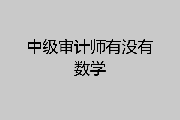 中级审计师有没有数学