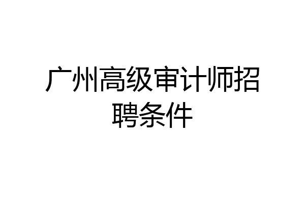 广州高级审计师招聘条件