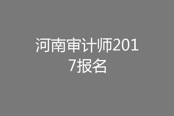 河南审计师2017报名