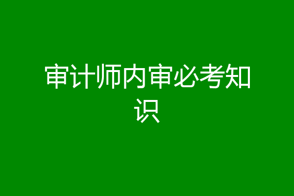 审计师内审必考知识