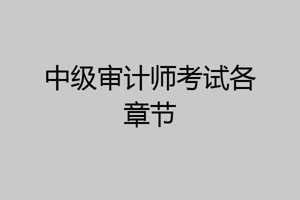 中级审计师考试各章节