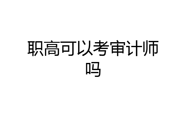职高可以考审计师吗