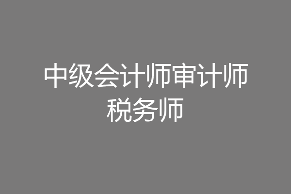 中级会计师审计师税务师