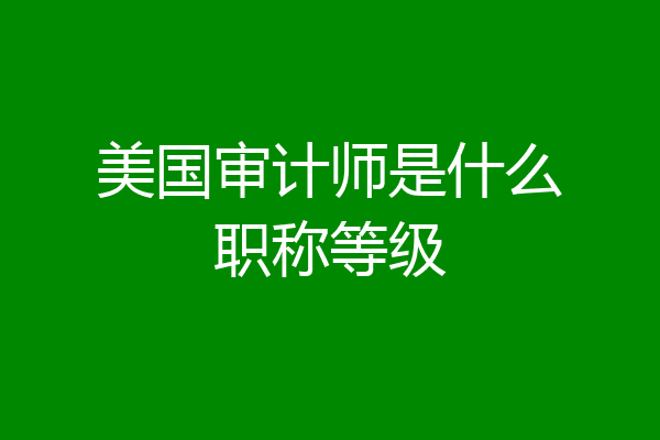 美国审计师是什么职称等级