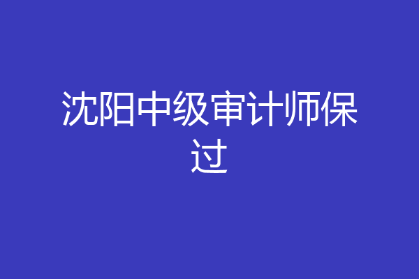沈阳中级审计师保过