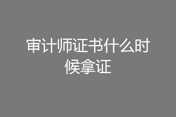 审计师证书什么时候拿证