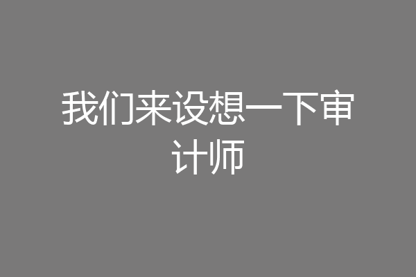 我们来设想一下审计师