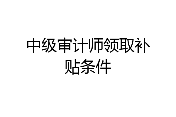 中级审计师领取补贴条件