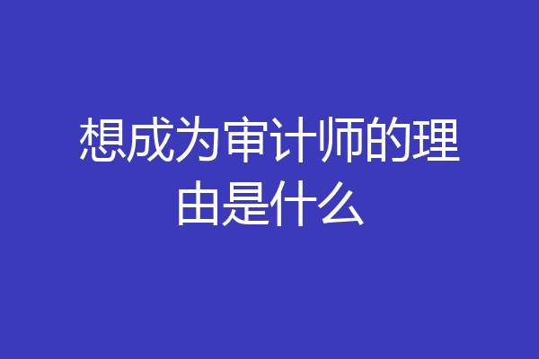 想成为审计师的理由是什么