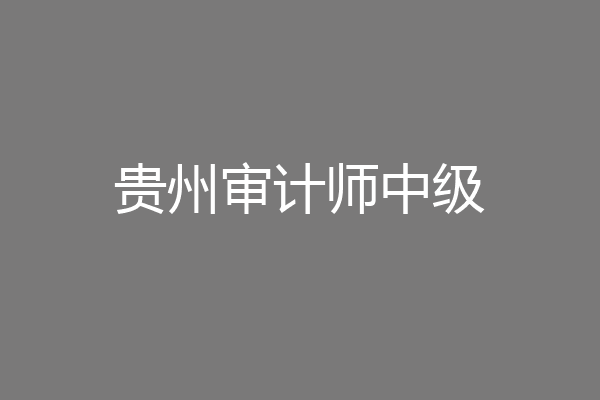 贵州审计师中级